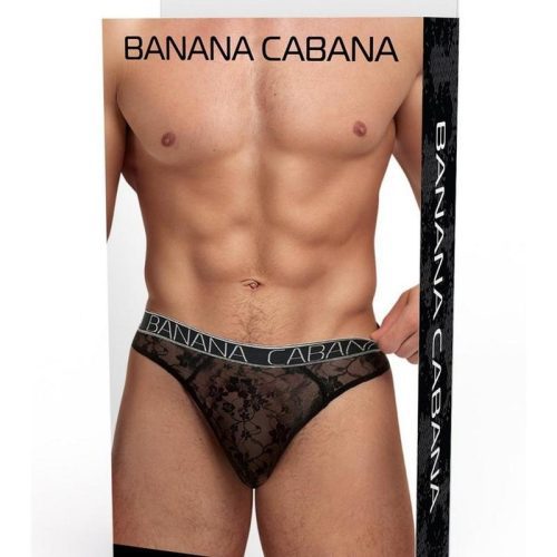 Banana Cabana Lace Nights Thong - Black - Large/XLarge