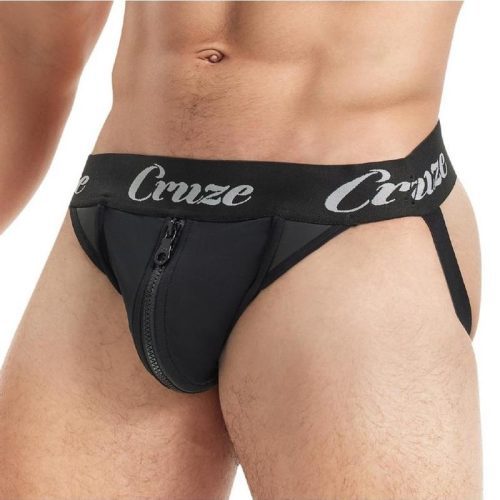 cruze buckle up zipper jockstrap small medium black 93640507 c951 4314 9c04 c3660f724336