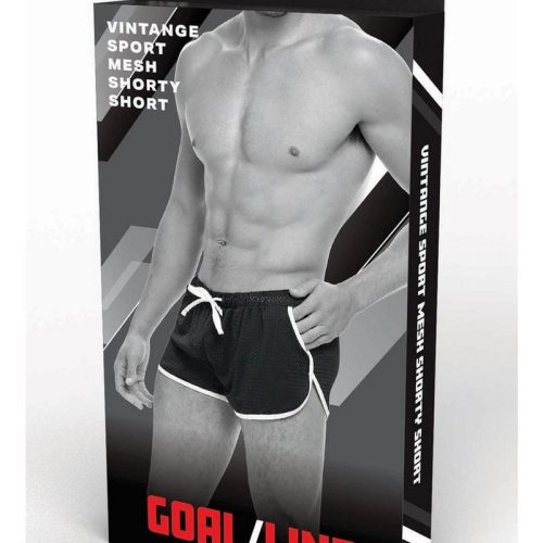 Goal Line Side Split Mesh Booty Shorts - Black - Large/XLarge