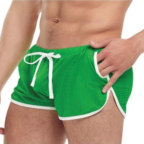 Goal Line Side Split Mesh Booty Shorts - Blue/Green - Large/XLarge