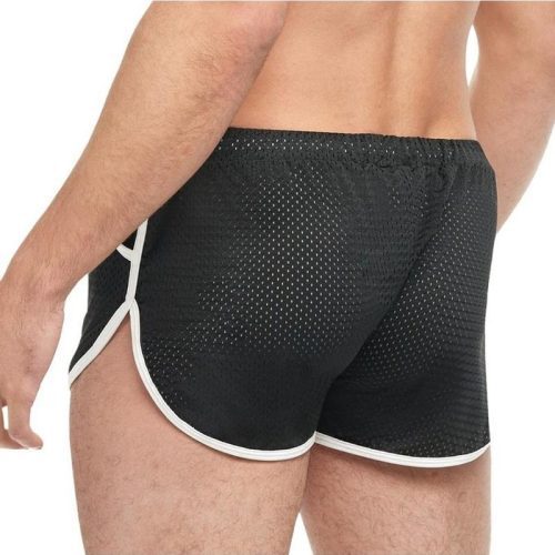 goal line side split mesh booty shorts small medium black