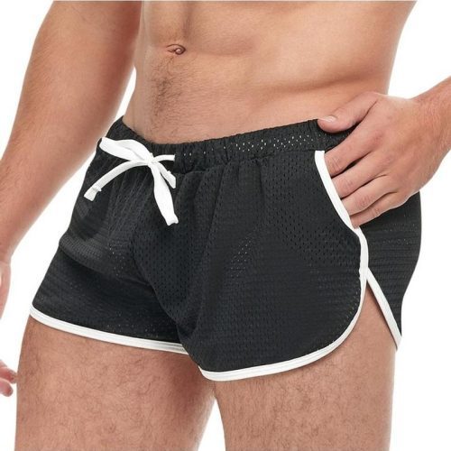 Goal Line Side Split Mesh Booty Shorts - Black - Medium/Small