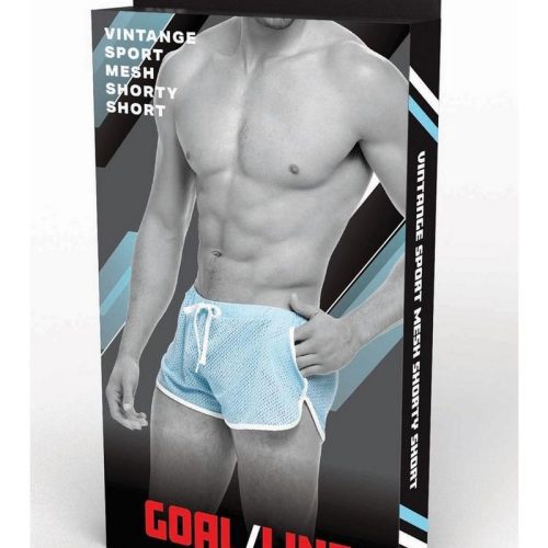 Goal Line Side Split Mesh Booty Shorts - Blue - Medium/Small