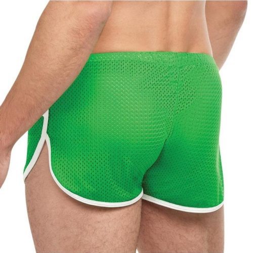 Goal Line Side Split Mesh Booty Shorts - Green - Medium/Small