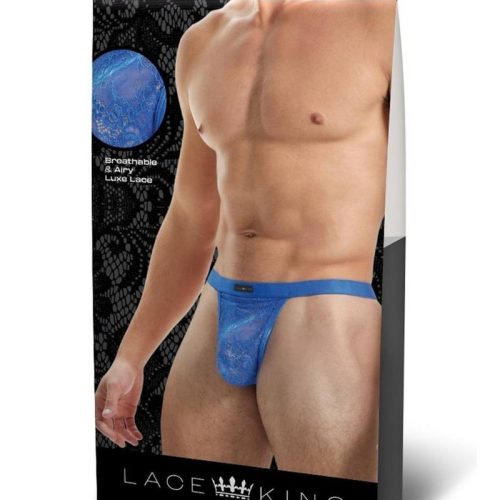 Lace King Lace G-String - Blue - Large/Medium