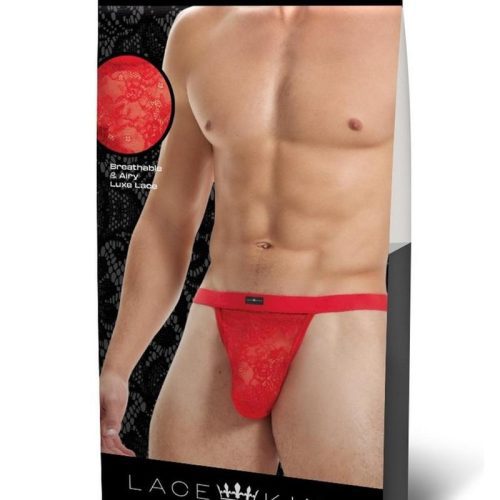 Lace King Lace G-String - Red - Large/Medium