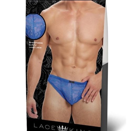 Lace King Lace Thong - Medlum - Blue - Large/Medium