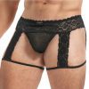 Lace King Men's Lace and Mesh Garter Panty - Black - Medium/Small